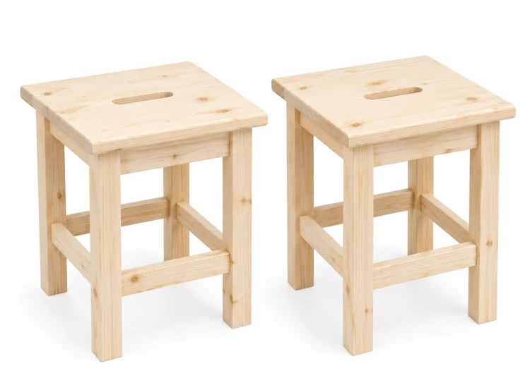 2 x Taboret-drewniany-niski-30x30x32 cm-sosna-naturalna