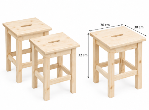 2 x Taboret-drewniany-niski-30x30x32 cm-sosna-naturalna