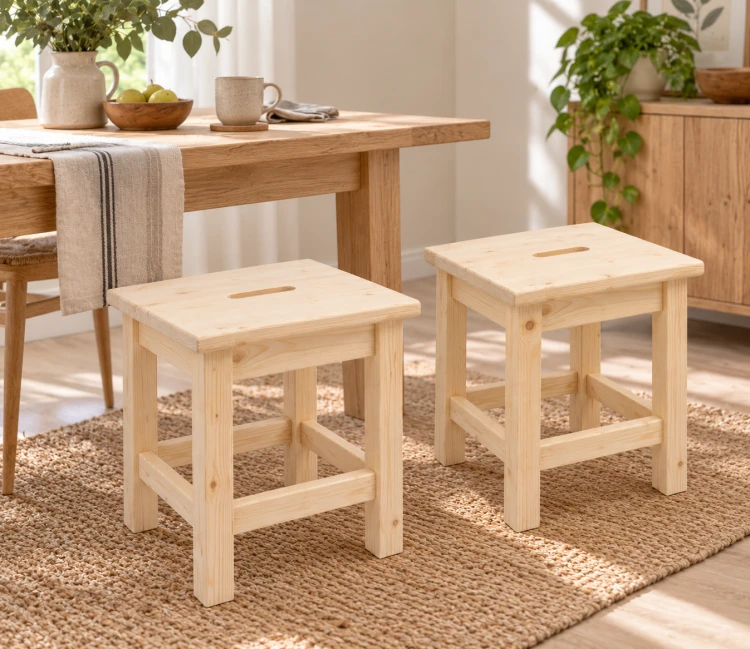 2 x Taboret-drewniany-niski-30x30x32 cm-sosna-naturalna